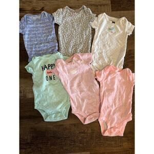 Carter's and Gerber 3 Month Baby Girl Short Sleeve Bottom Button Bodysuit Lot